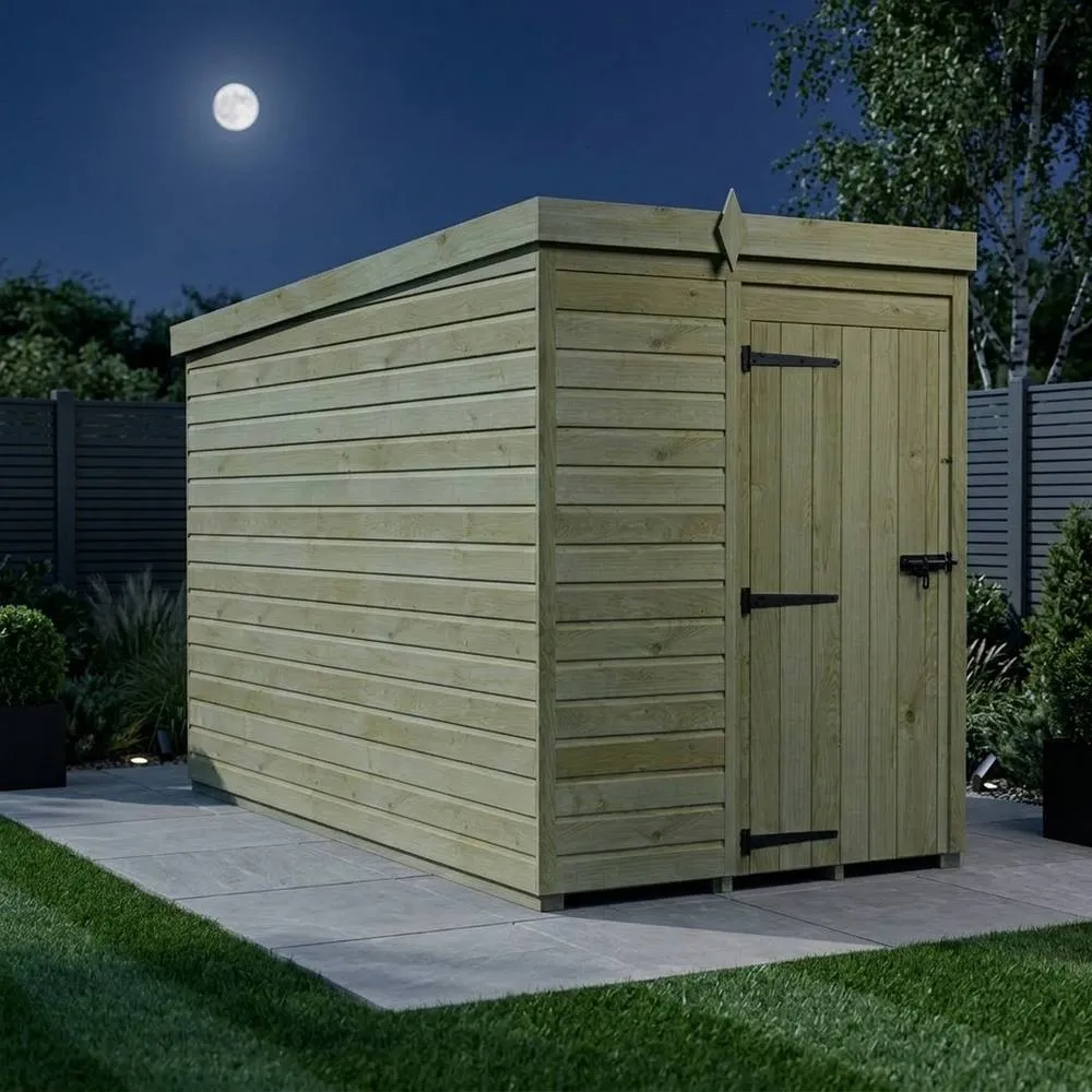 Buttercup Farm 5ft x 10ft Pent Garden Shed Single Door No Windows - Timber in Brown 3
