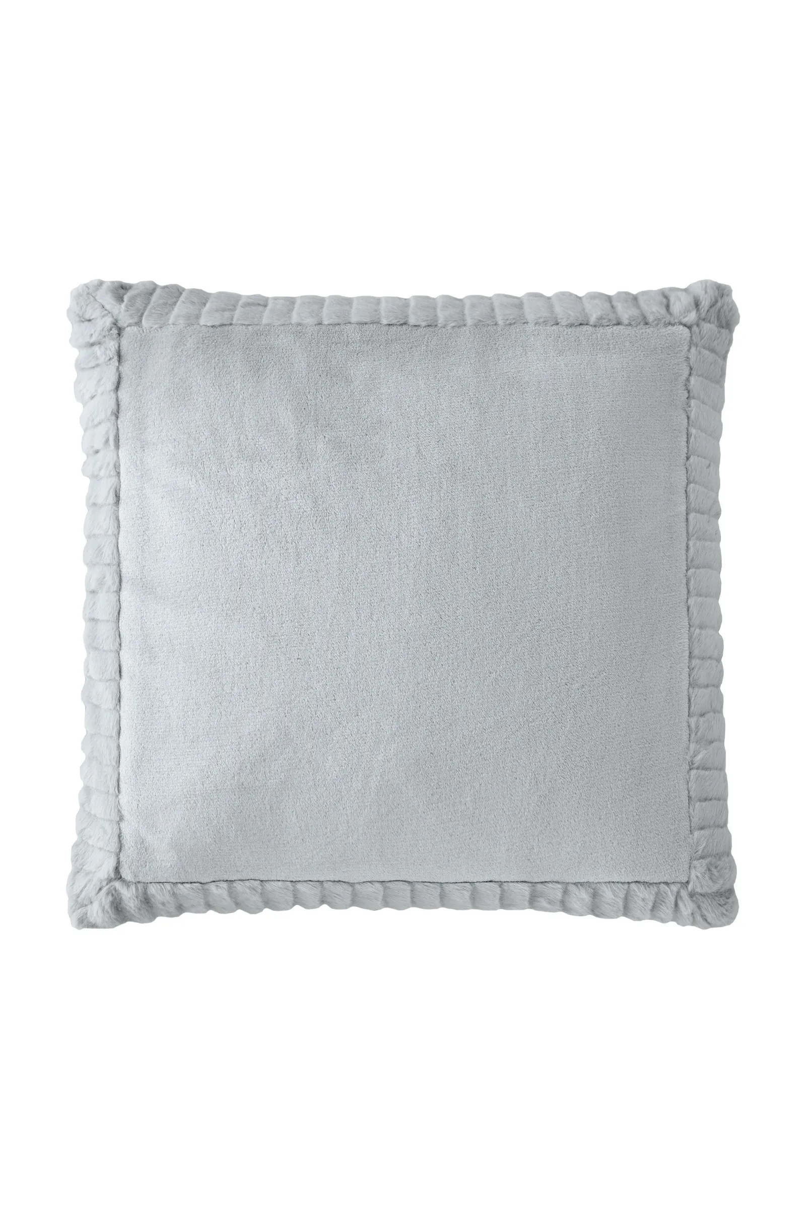 Catherine Lansfield 'Velvet & Faux Fur' 55x55cm Cushion in Silver 5