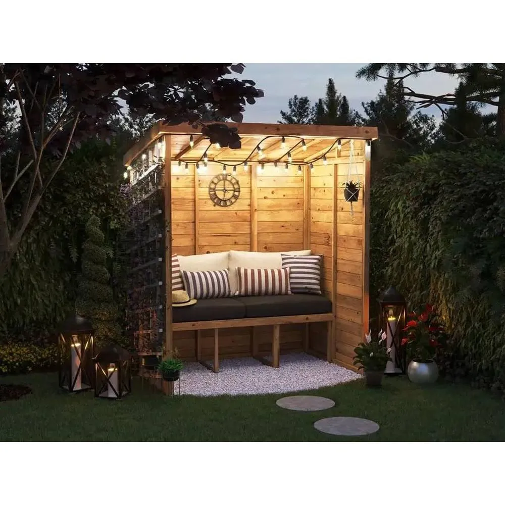 Dunster House Wooden Garden Arbour With Pent Roof, W1.8m x D1.2m / W6' x D4' in Brown 3