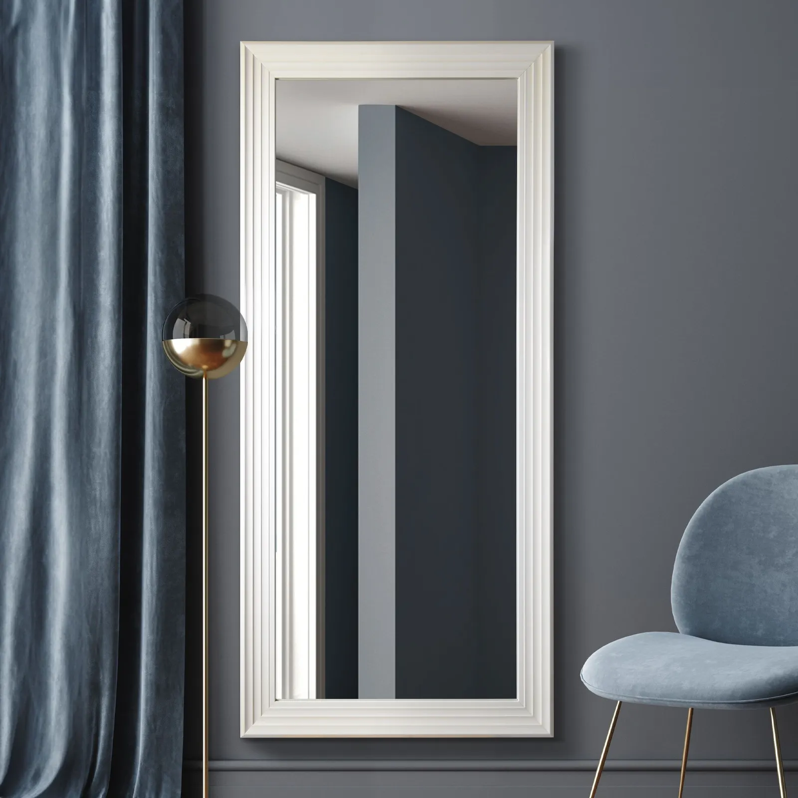 MirrorOutlet New Modern Bright White layered Wall Mirror 5ft6X2ft6 1672mmX756mm 2