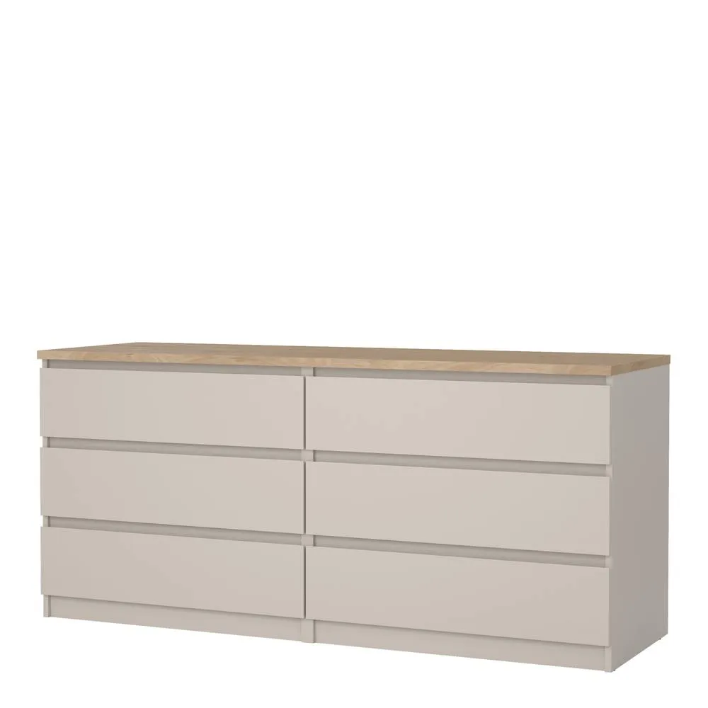 Furniture To Go Naia Wide Chest of 6 Drawers (3+3) in Beige 3
