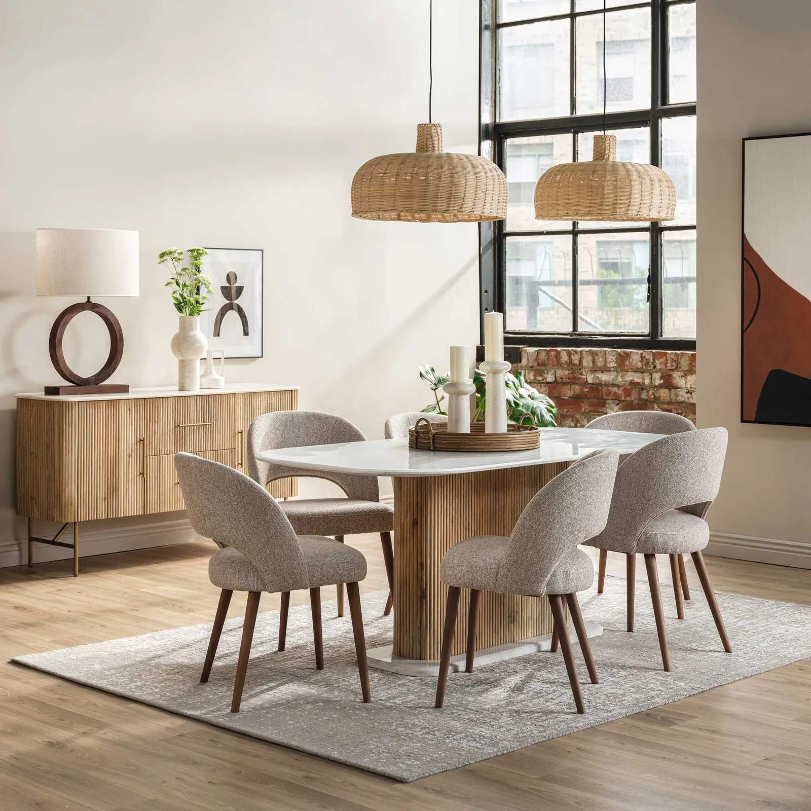 Rattan Dome Pendant Light, Neutral | Barker & Stonehouse 2