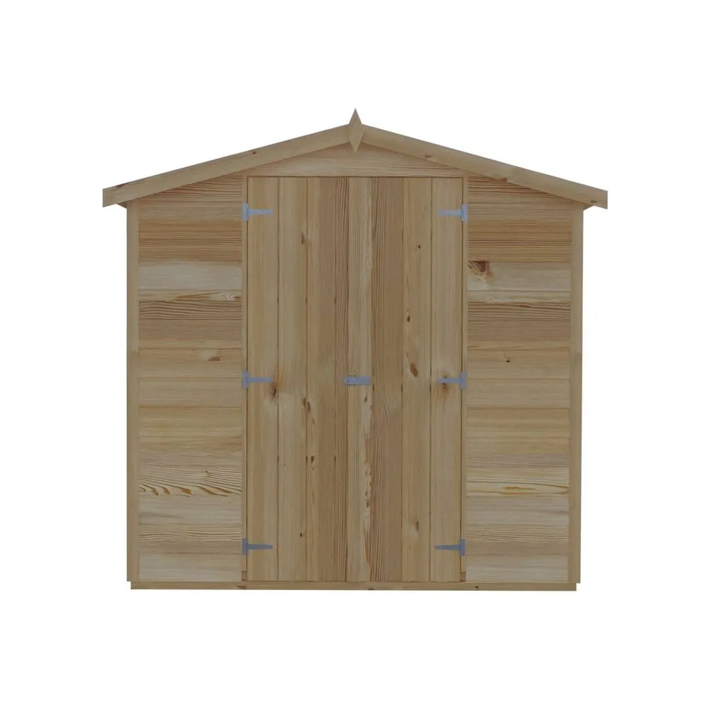 Shires Overlap 12 x 6 Dip Treated Apex Shed Double Door No windows in Light Brown 3