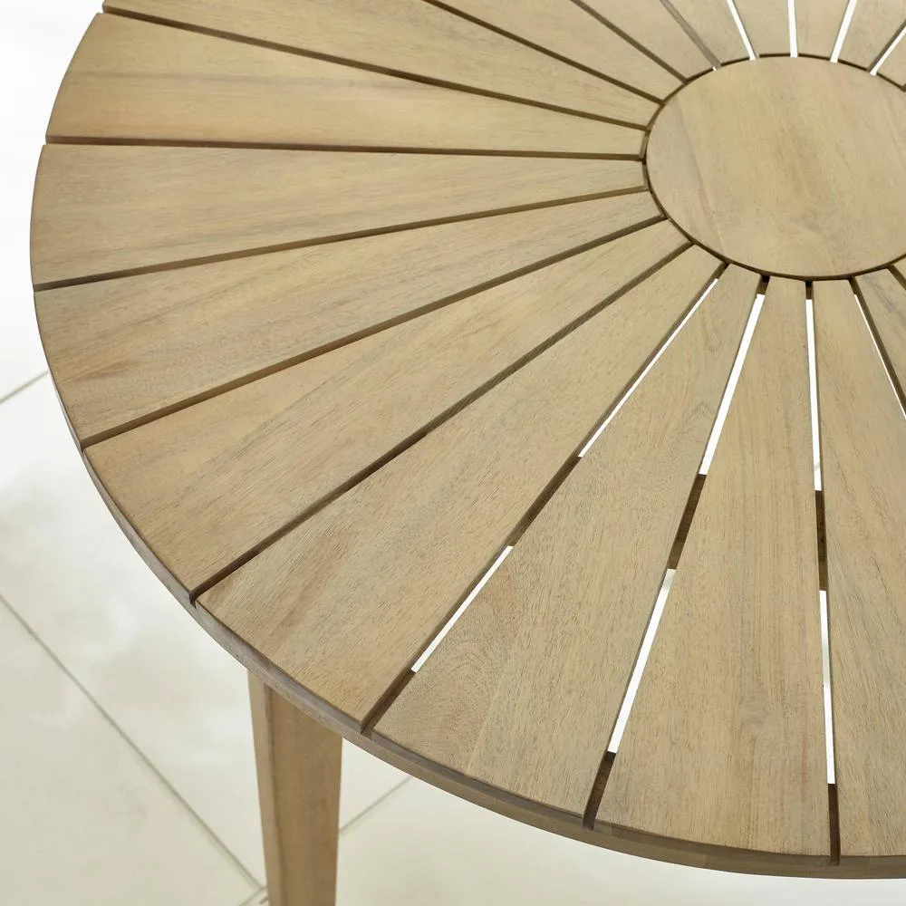FurnitureboxUK Tari 100cm Round Solid Wood Outdoor Dining Table in Light Brown 3