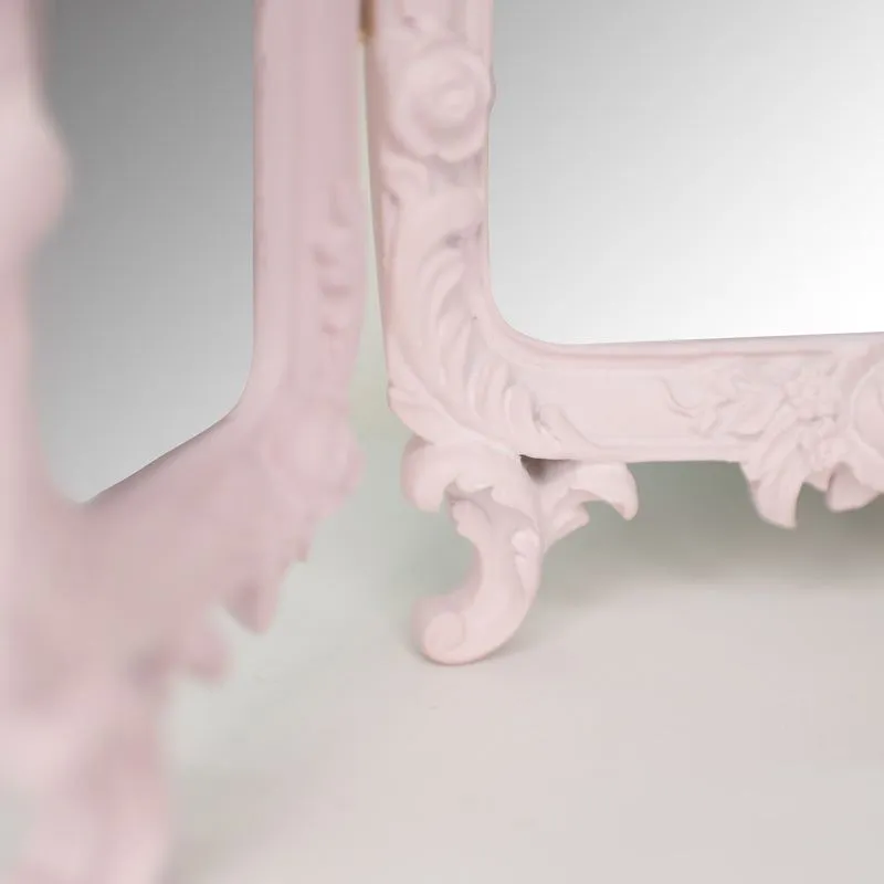 Melody Maison Small Pink Ornate Rose Triple Mirror - 37cm X 38cm in Pale Pink 4