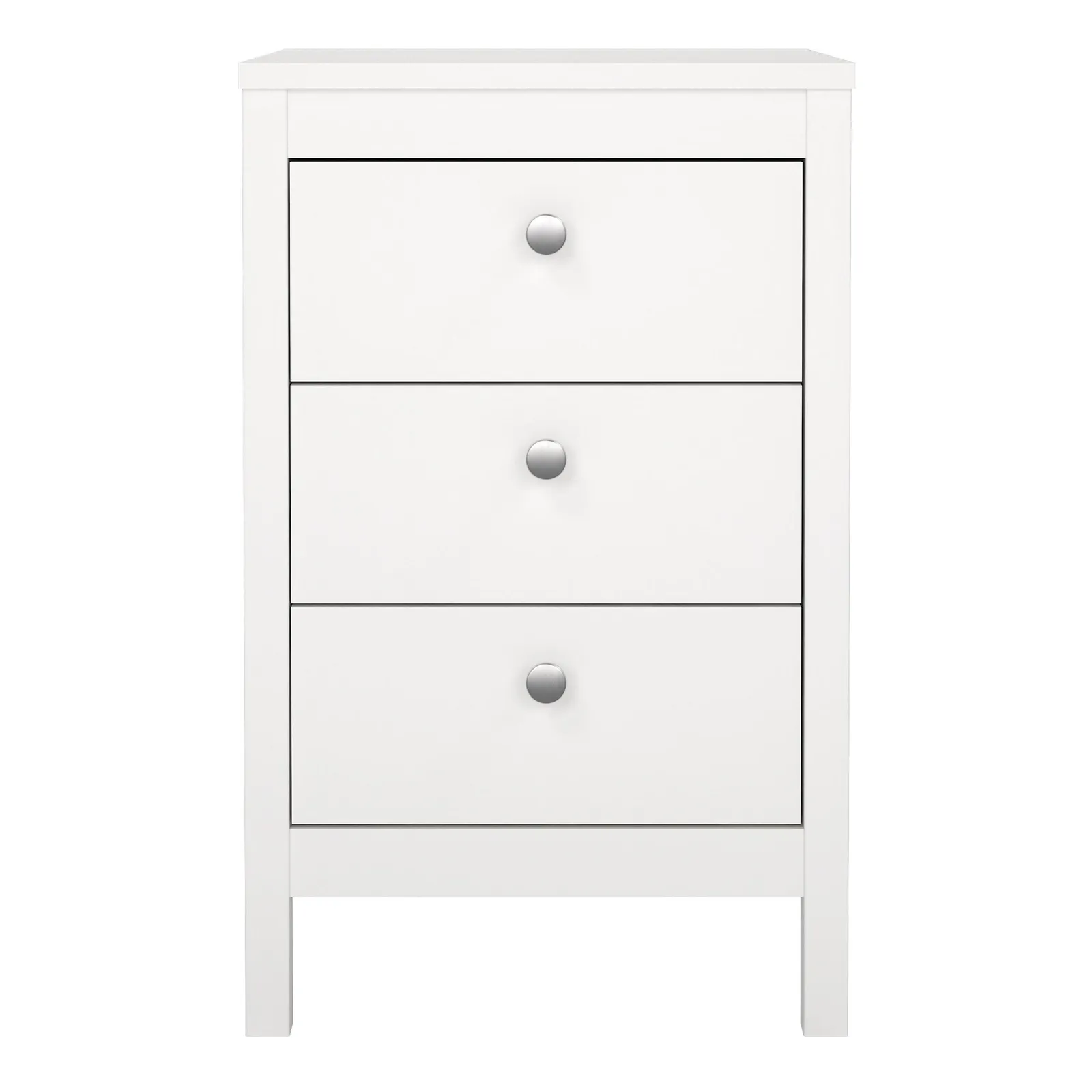 Furniture To Go Madrid Bedside Table 3 Drawers in White 2