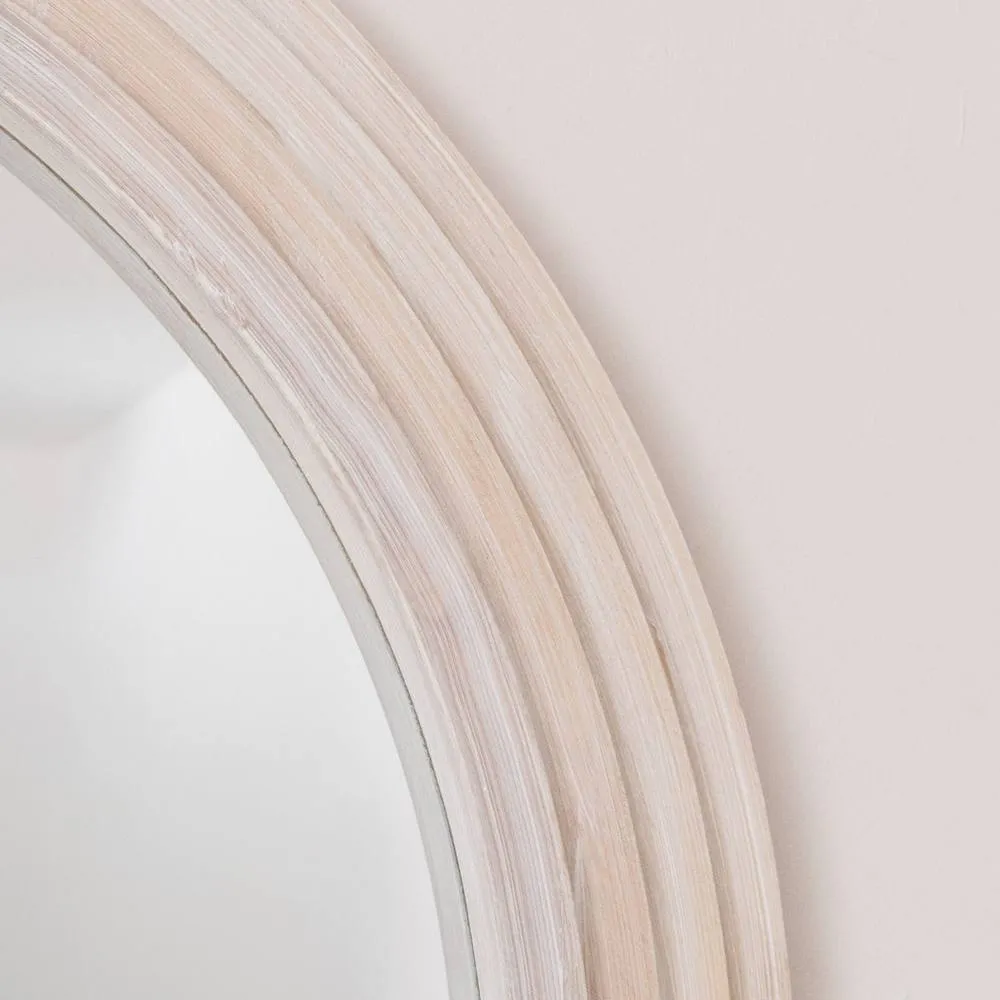 Melody Maison Large White Washed Wood Arched Wall Mirror - 90cm X 75cm 5