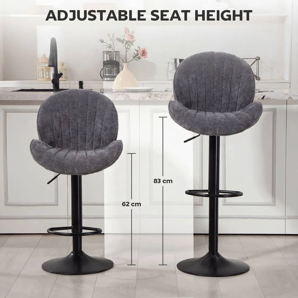 HOMCOM Modern Bar Stools Set of 2, Swivel Counter Height Barstools, Grey 5