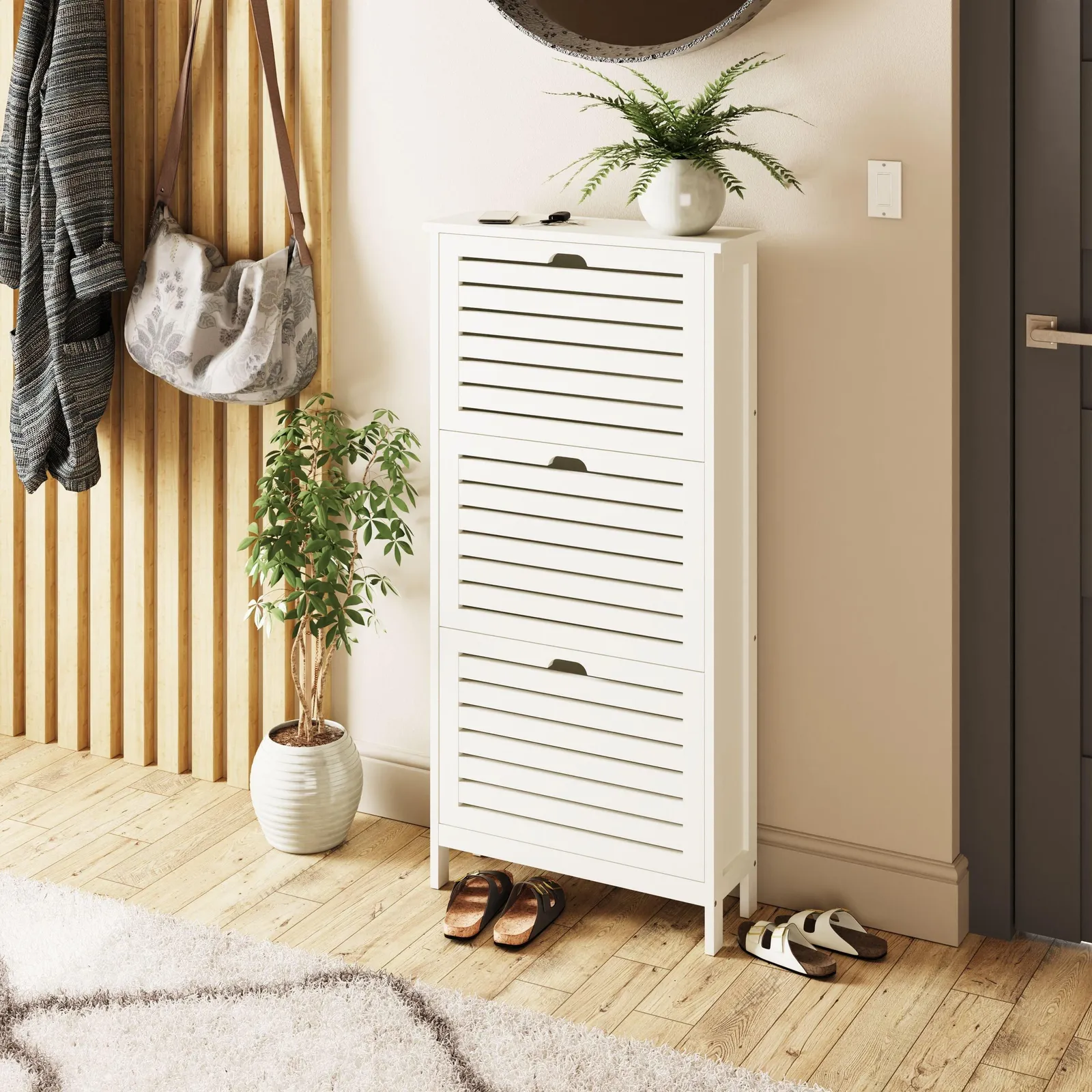 GFW Bergen Three Tier Shoe Cabinet in White