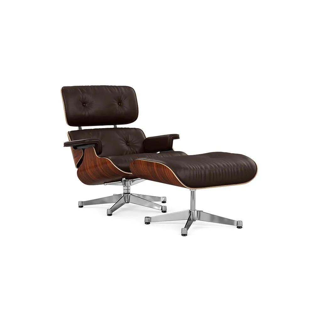 Vitra Eames Lounge Chair & Ottoman Santos Palisander Clas. L60 68 Chocolate Polished Base 04 1