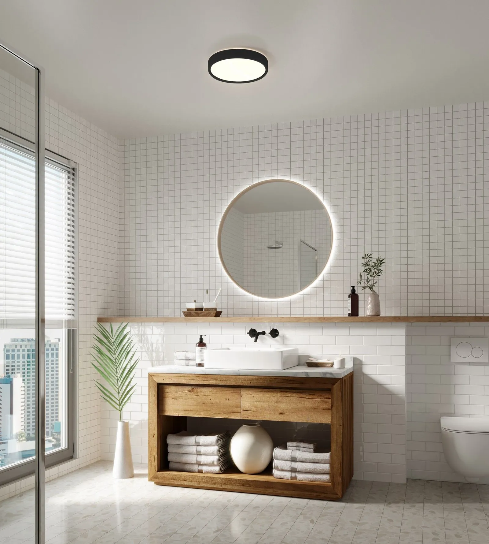 Nordlux Noxy Ceiling Light Black Plastic Bathroom LED IP44 3000/4000k Mains 6