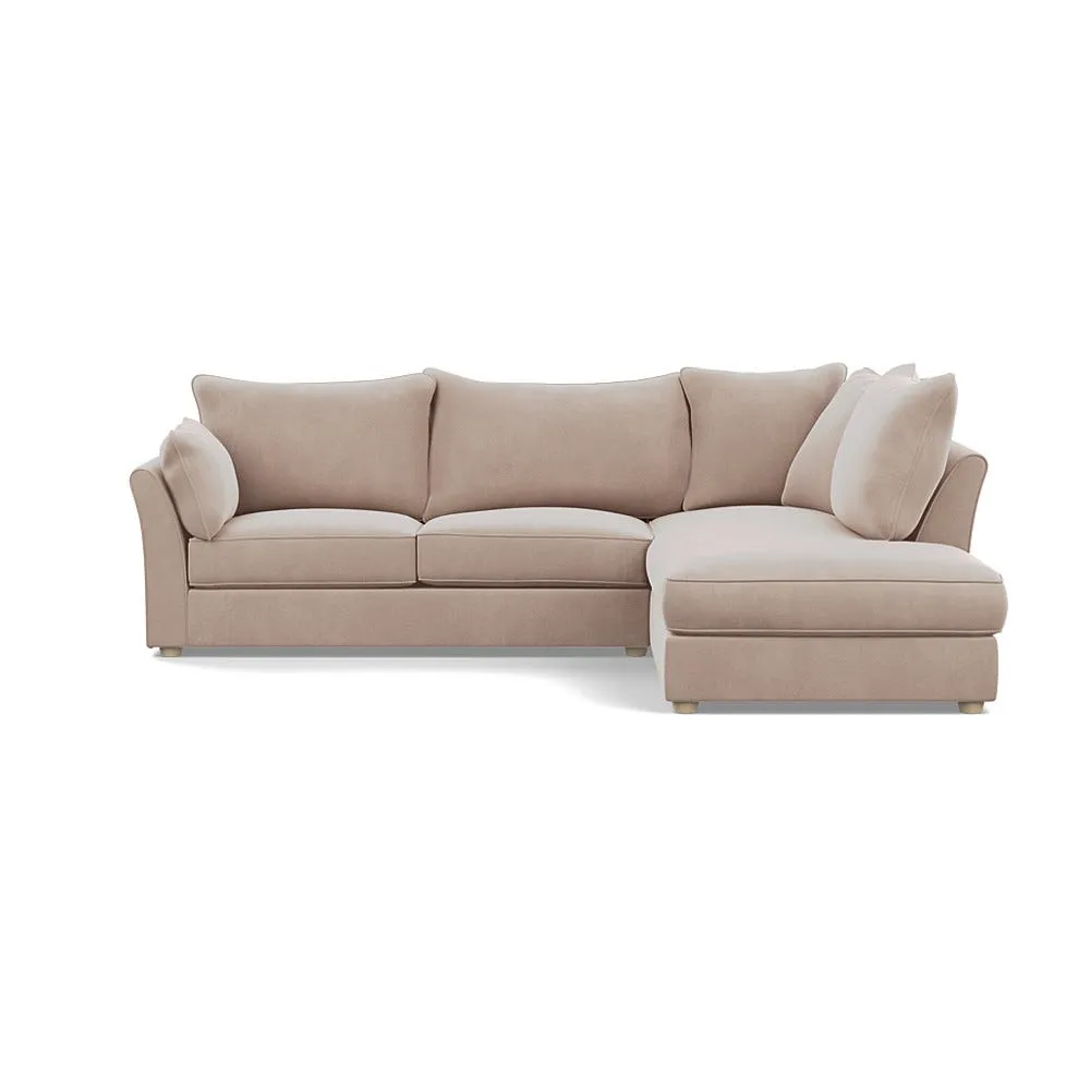 Heal's Tailor Right Hand Facing Corner Sofa Smart Velvet Pebble Natural Feet 1