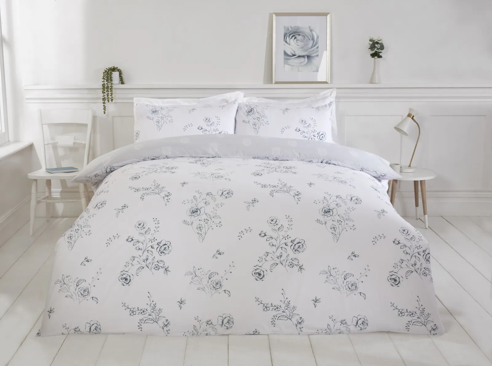 Rapport Home PH Sadie Polycotton Duvet Cover Set With Pillowcase in Blue 1