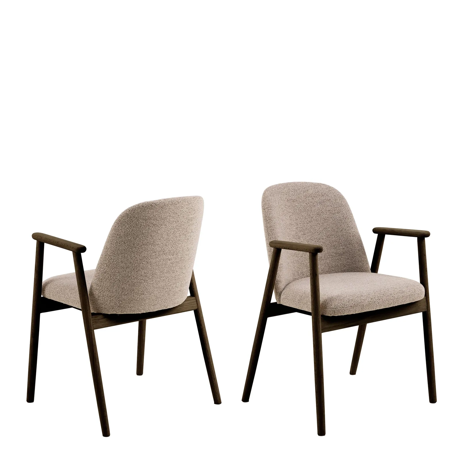 Furniture To Go Leo Dining Chairs With Armrest in Monza Fabric Beige Set of 2