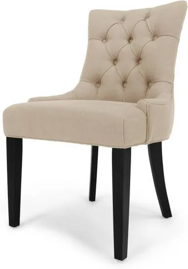 Flynn Scoop Back Dining Chair, Biscuit Beige and Black