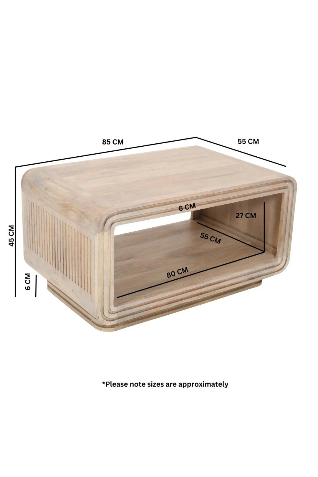 IH Design Paloma Carved Mango Wood Coffee Table in Brown 5