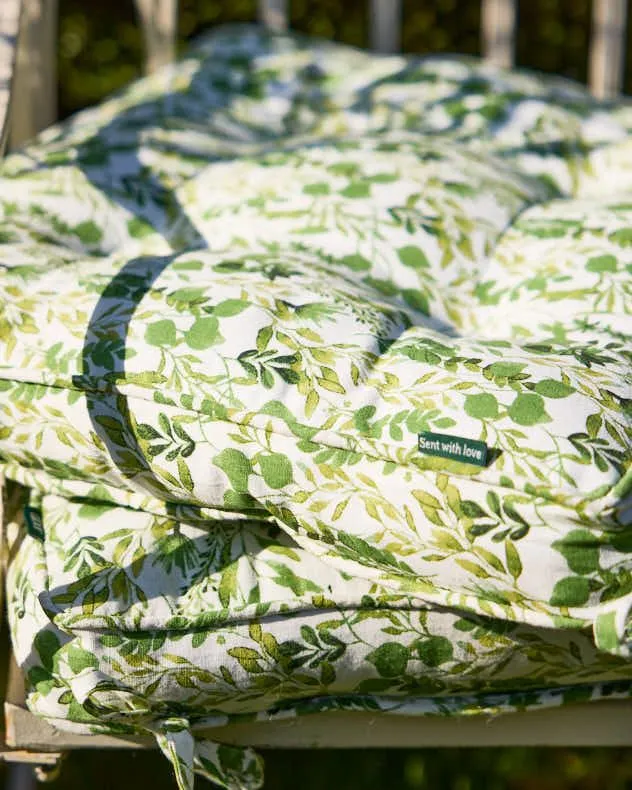 Dibor Set of 4 Green Square Summer Outdoor Garden Chair Seat Pad Cushions W45 x L45cm 4