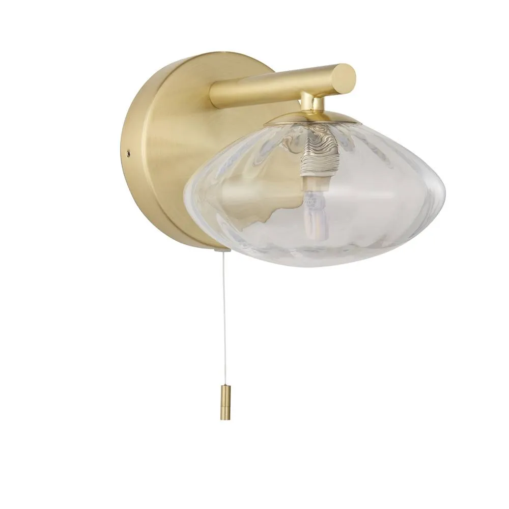 Netlighting Mobias Bathroom Wall Lamp Satin Brass Clear Ribbed Glass in Gold 6