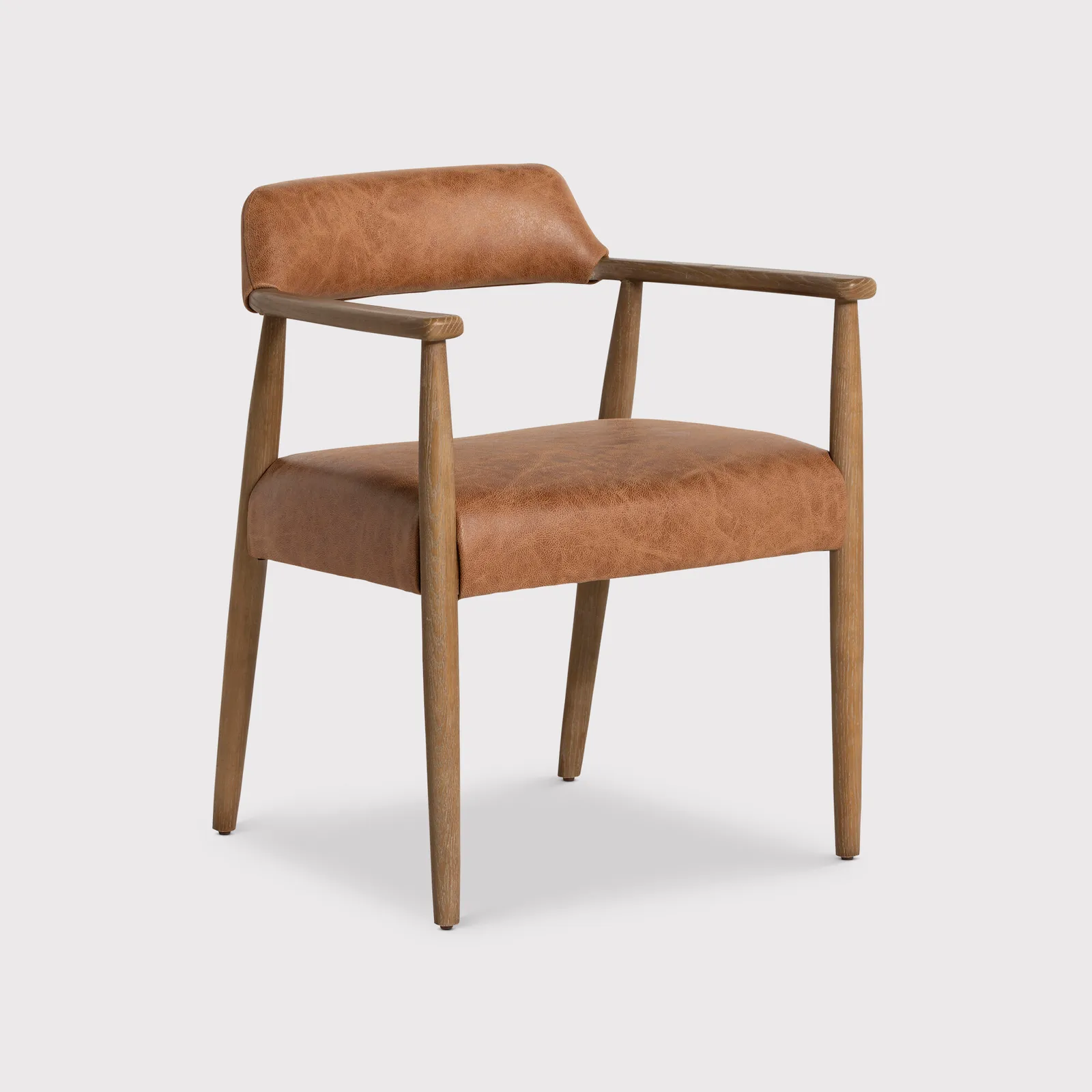 Ames Dining Chair With Arms, Brown Leather | Barker & Stonehouse 2