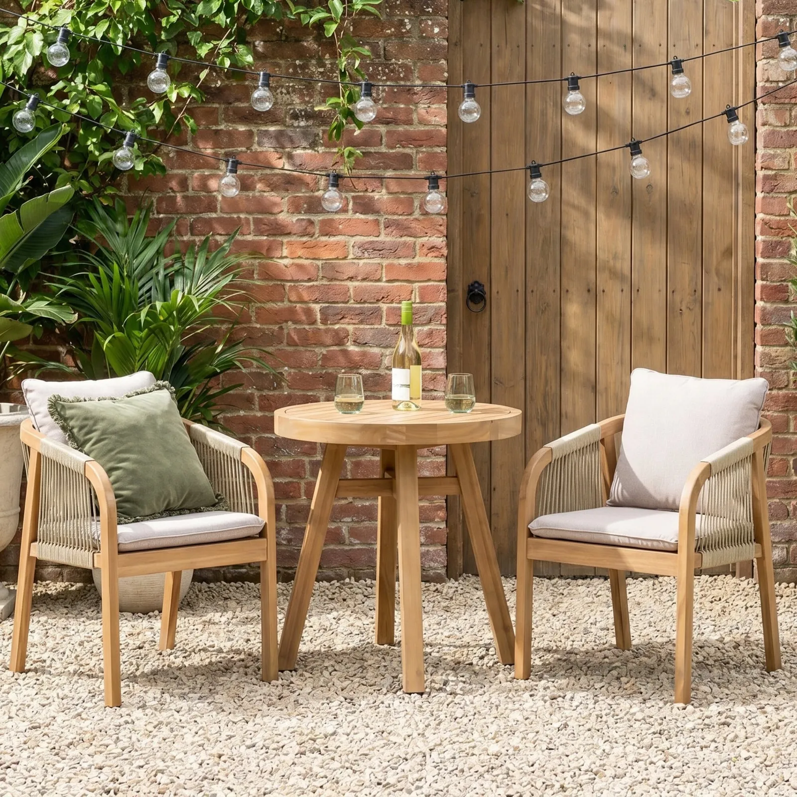 Tavira Bistro Set, Wooden, Grey | Barker & Stonehouse