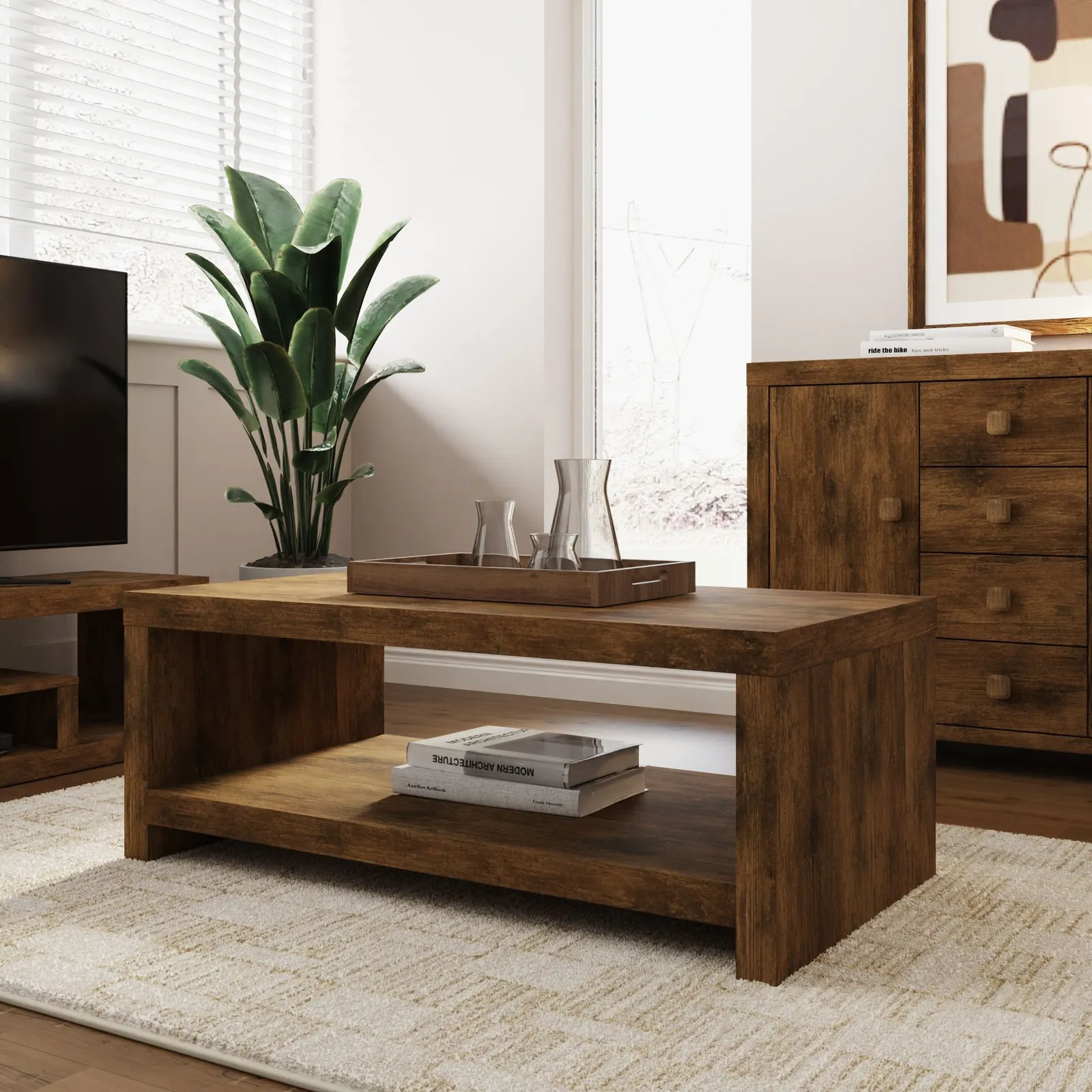 GFW Jakarta Coffee Table with Shelf in Brown 2