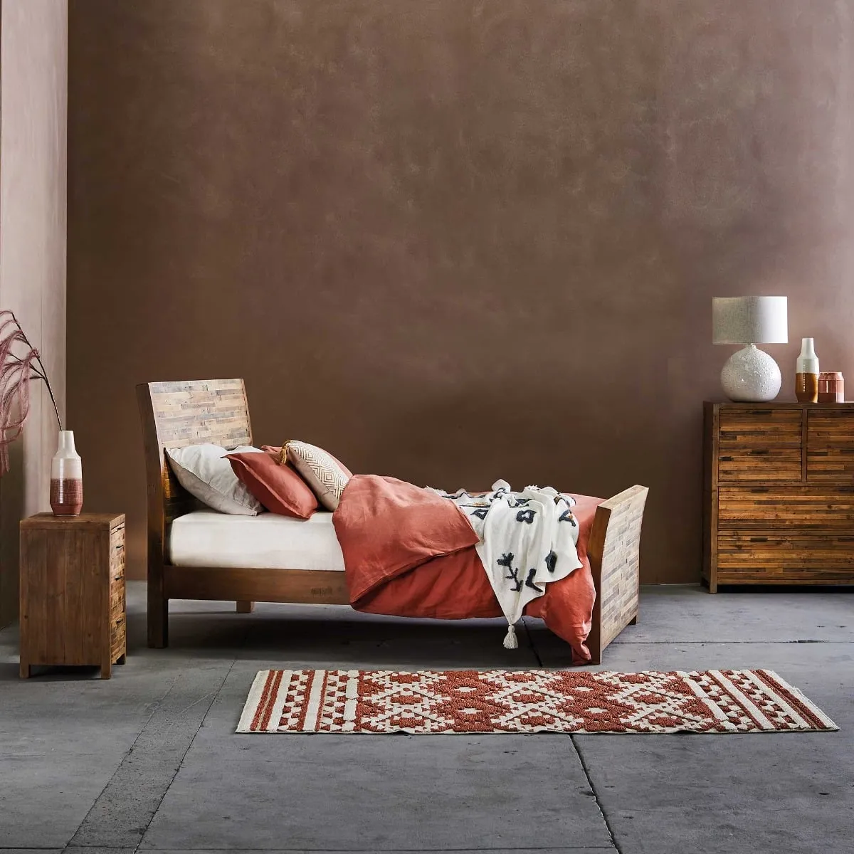Charlie 3 Drawer Bedside Table, Wood | Barker & Stonehouse 3