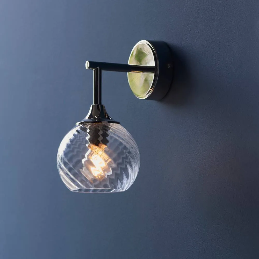 Netlighting Allegra Glass Shade Wall Lamp Bright Nickel in Silver 2