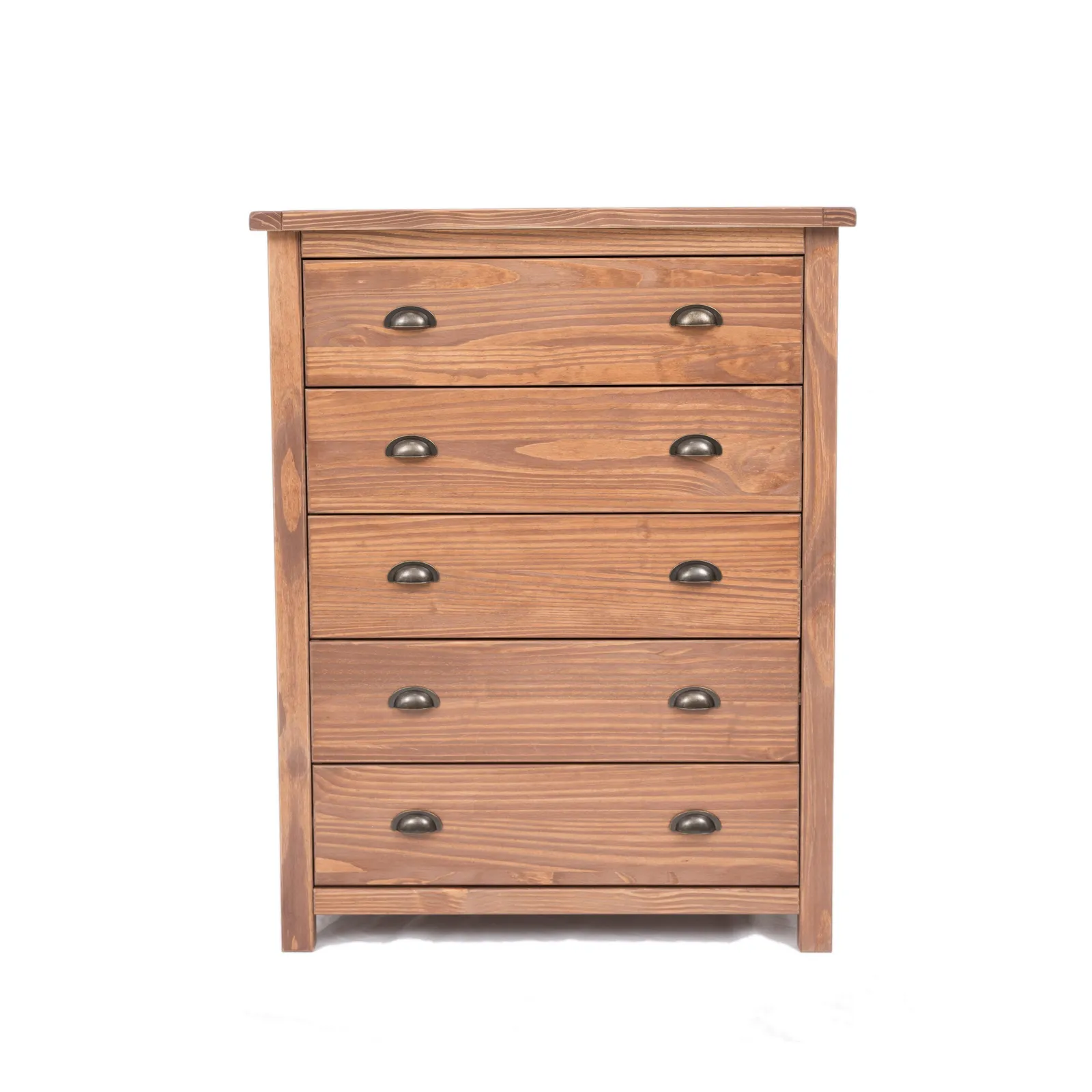 Cabinet Bits Padua 5 Drawer Chest of Drawers Brass Cup Handle in Brown