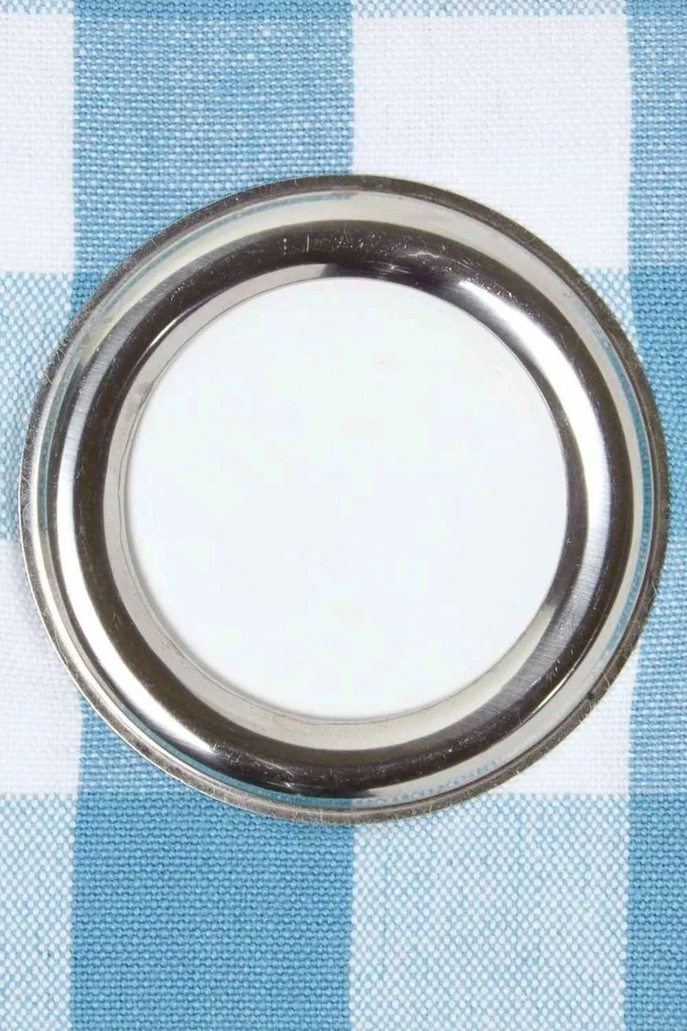 Homescapes Cotton Block Check Gingham Eyelet Curtain Pair in Blue 4