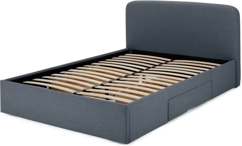 Besley King Size Bed with Storage Drawers, Aegean Blue