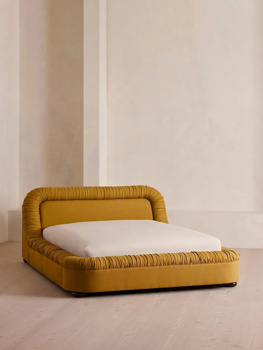 Vara Bed, Super King, Linen, Turmeric