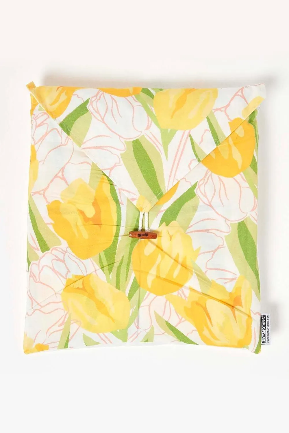 Homescapes Yellow Tulips Digitally Printed Cotton Duvet Cover Set 5