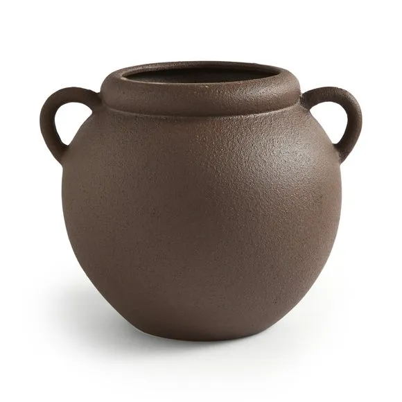 Wide Stone Vase with Handles 3