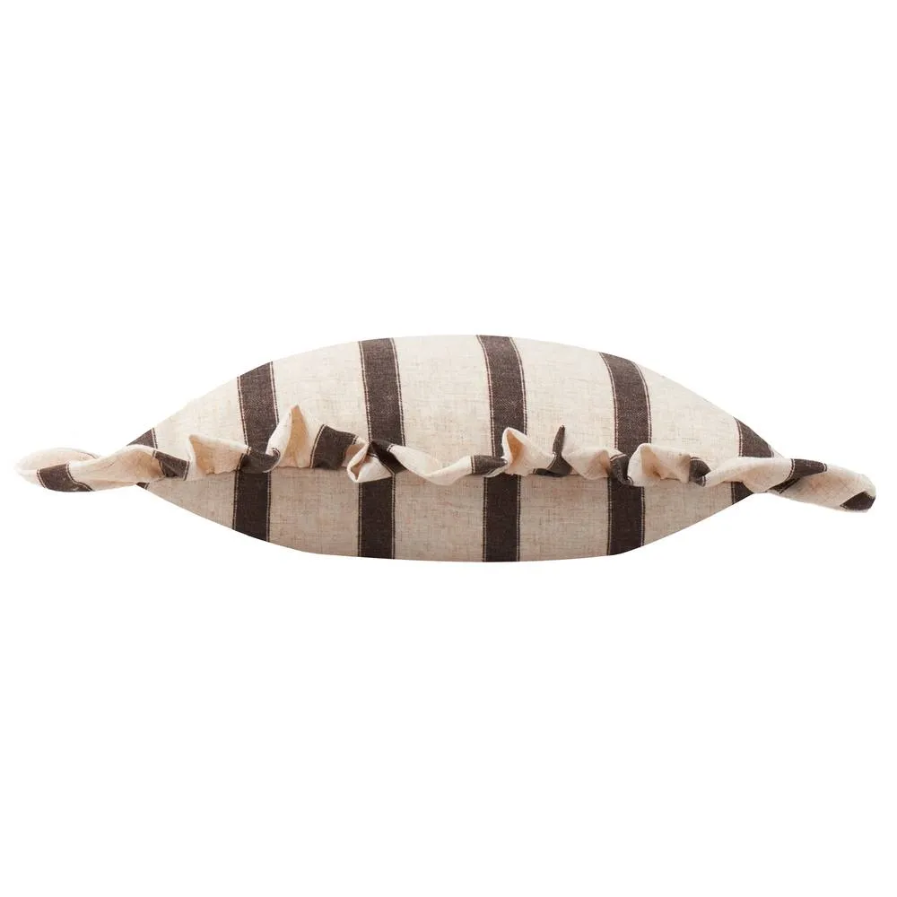 Wylder Connie Square Striped Ruffle Cushion in Chocolate 3