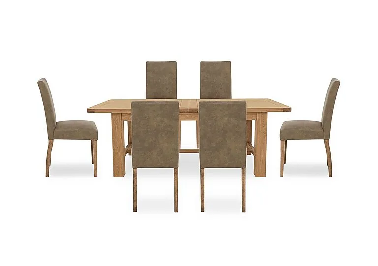 Augusta Large Rectangular Extending Dining Table and 6 Cowboy Upholstered Chairs - Taupe