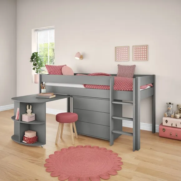 Uno Midsleeper With Pull Out Desk and Chest of Drawers Pine 3
