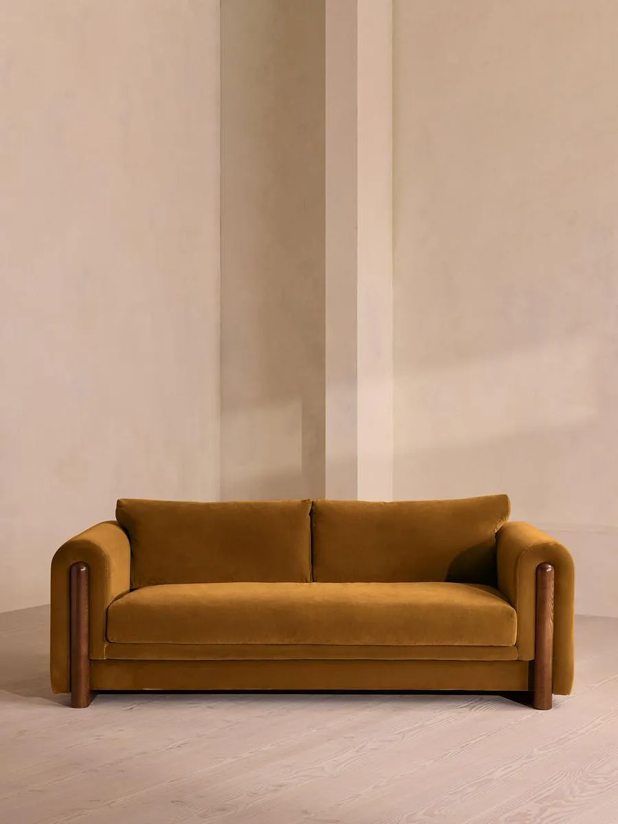 Farrell Three Seater Sofa, Velvet, Mustard