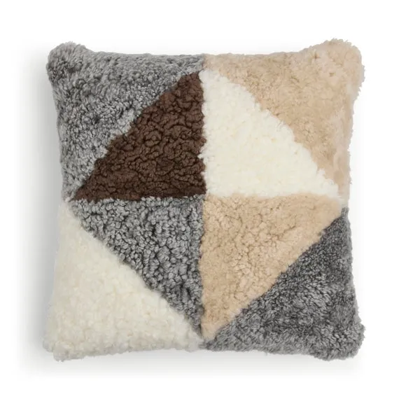 Patchwork Sheepskin Square Cushion 3