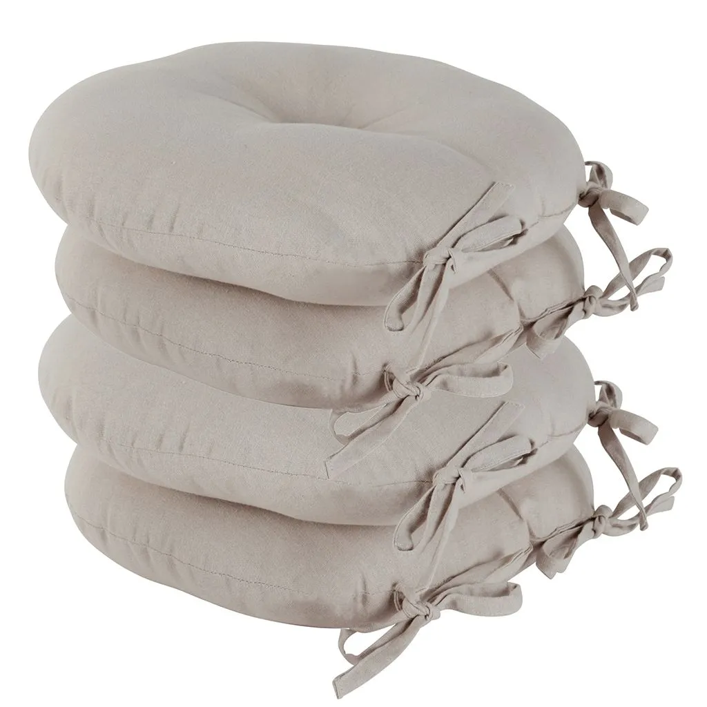 Dibor Set of 4 Traditional Grey Indoor Outdoor Chair Seat Pad Garden Cushions Dia 40cm