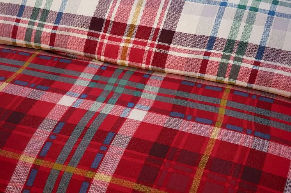 Rapport Home Regalia Check Microfibre Complete Duvet Cover Set with Fitted Sheet in Red 2