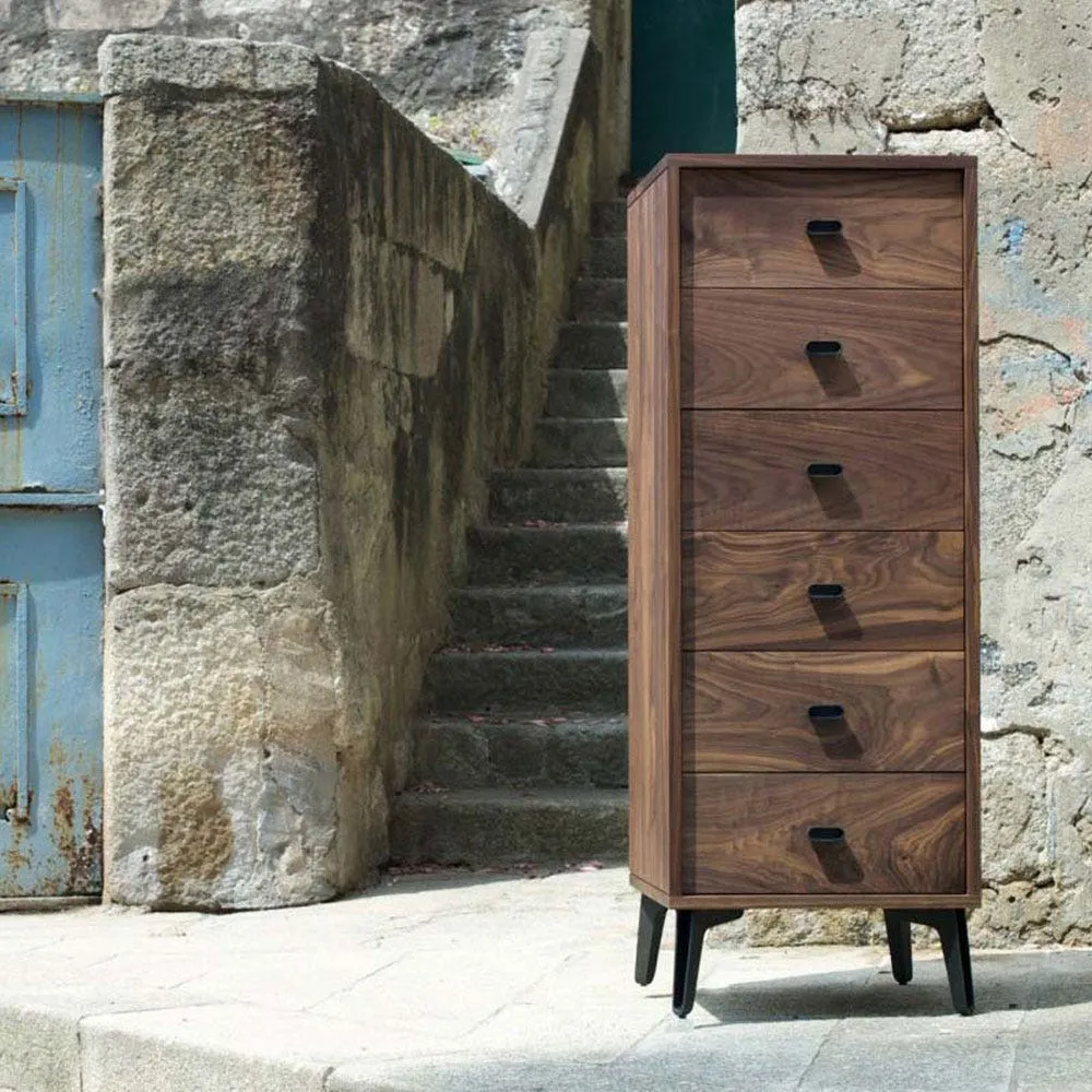 De La Espada McQueen Tall 6 Drawer Chest Walnut 3