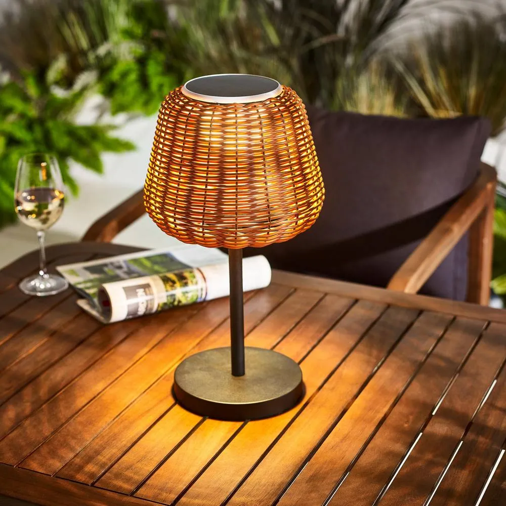 FurnitureboxUK Sundara Rattan Solar Outdoor Table Light in Brown 6