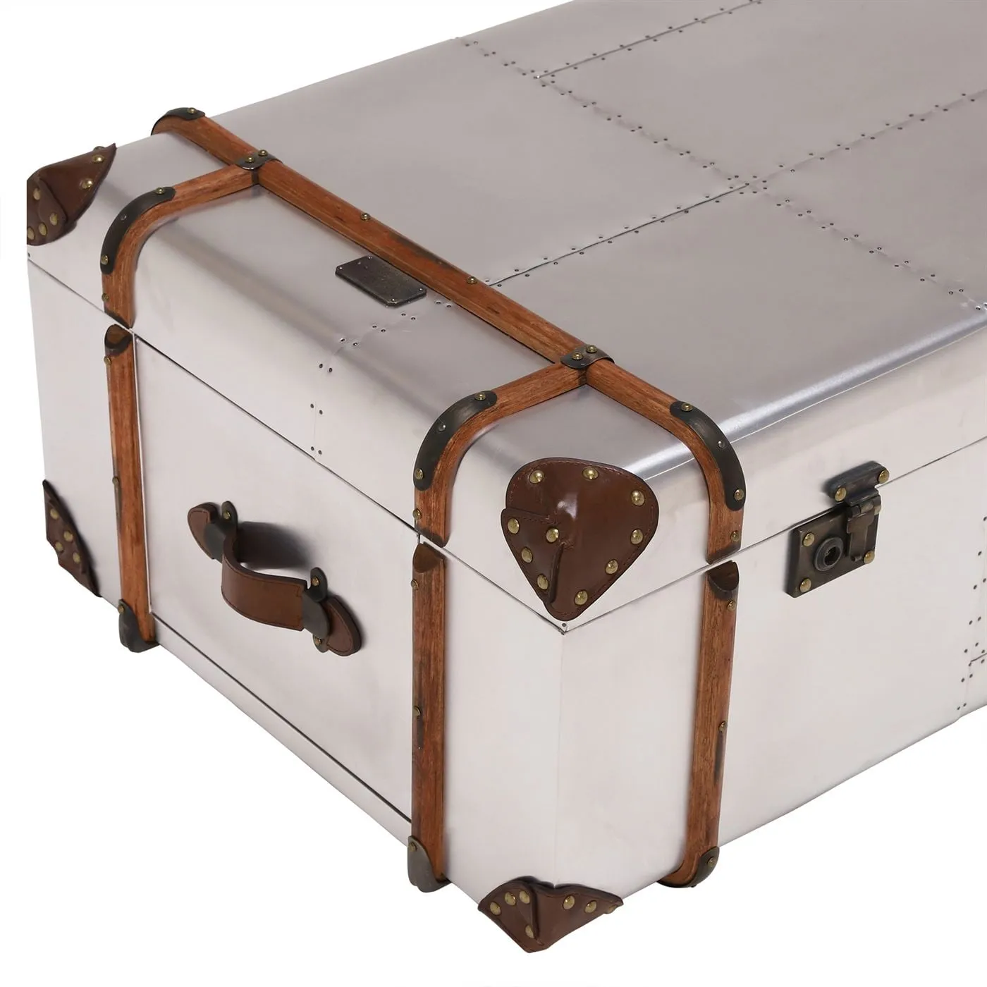 Timothy Oulton Globetrekker Coffee Table Large, Silver Metal | Barker & Stonehouse 6
