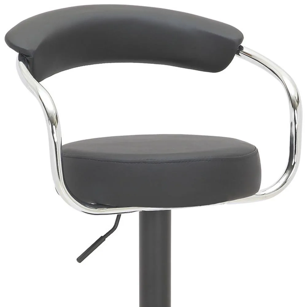 netfurniture Premium Summit Adjustable Black Bar Stool with Matte Black Frame