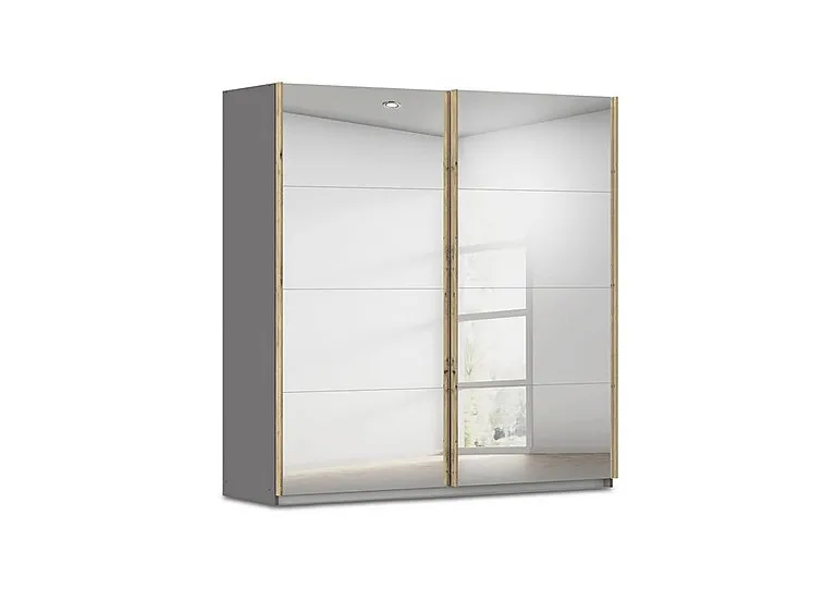 Flavia 226cm 2 Door Decor Mirror Sliding Wardrobe - Metallic Grey
