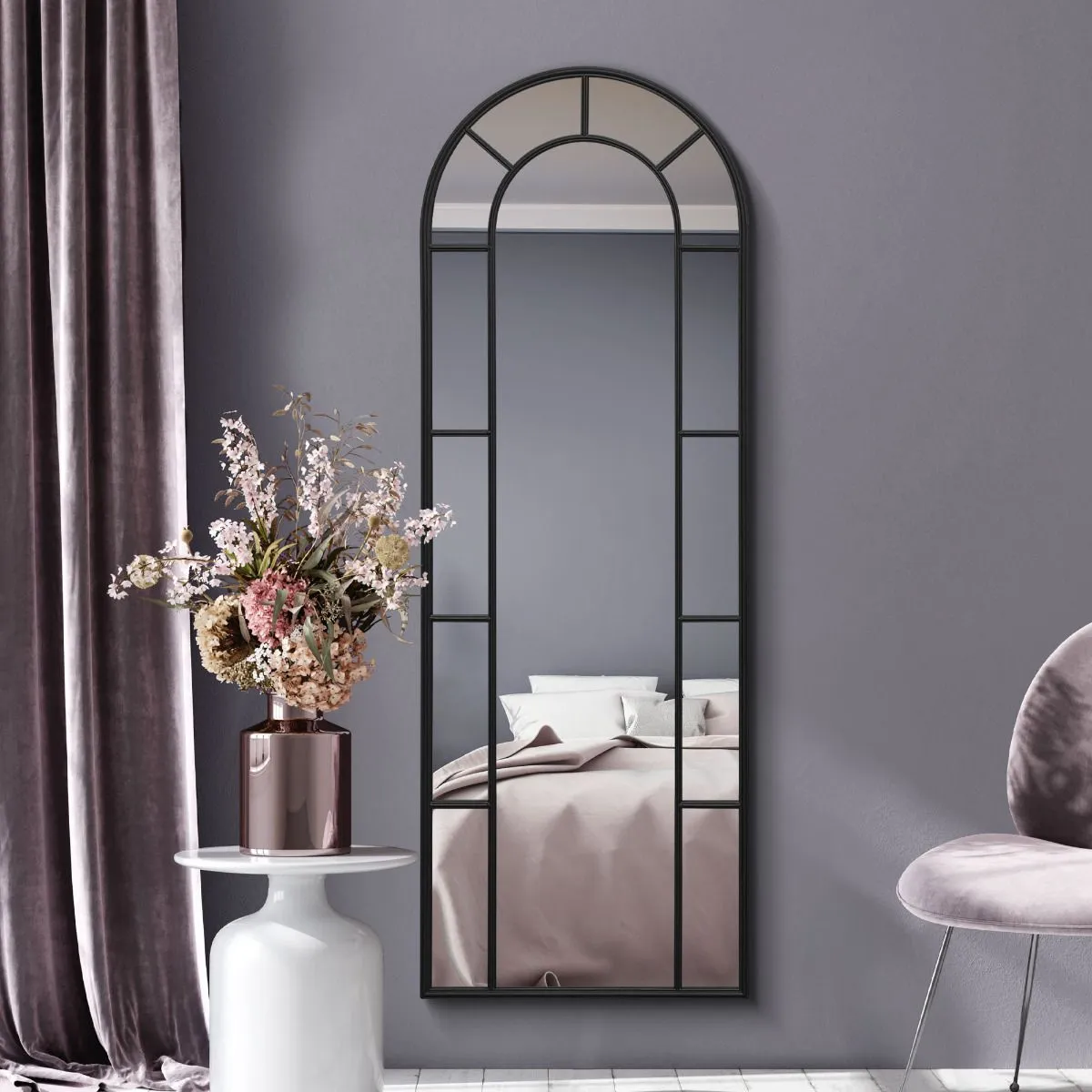 MirrorOutlet Black Framed Arched Leaner/Wall Mirror 67" X 24" (170CM X 60CM) 6