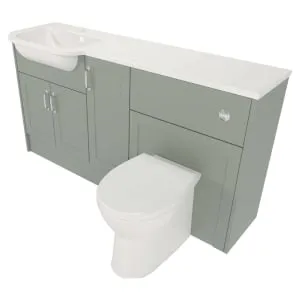 Deccado Padworth Willow Green Fitted Vanity & Toilet Pan Unit Combination with LH Basin - 1500mm 2