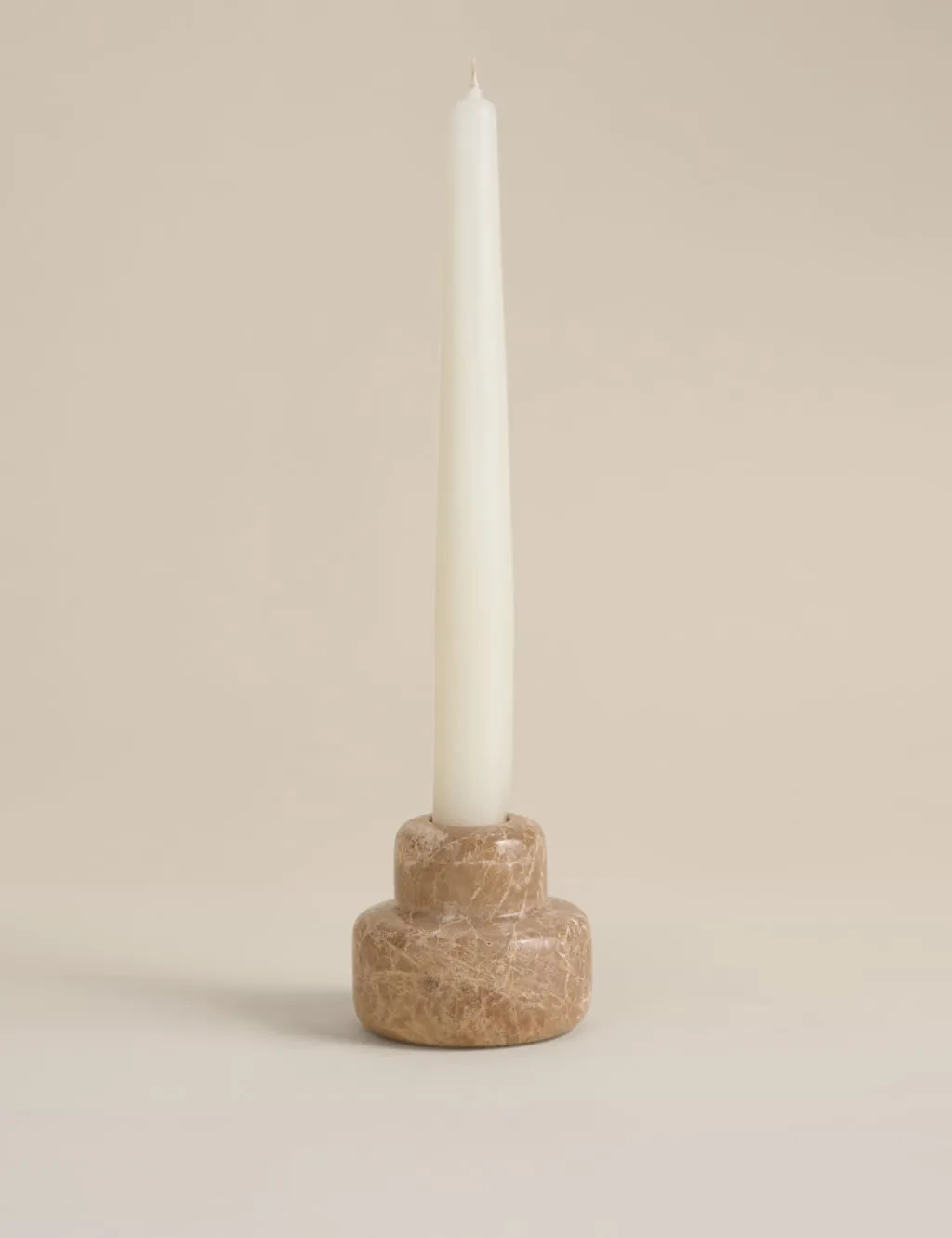 M&S Marble Hybrid Candle Holder Natural
