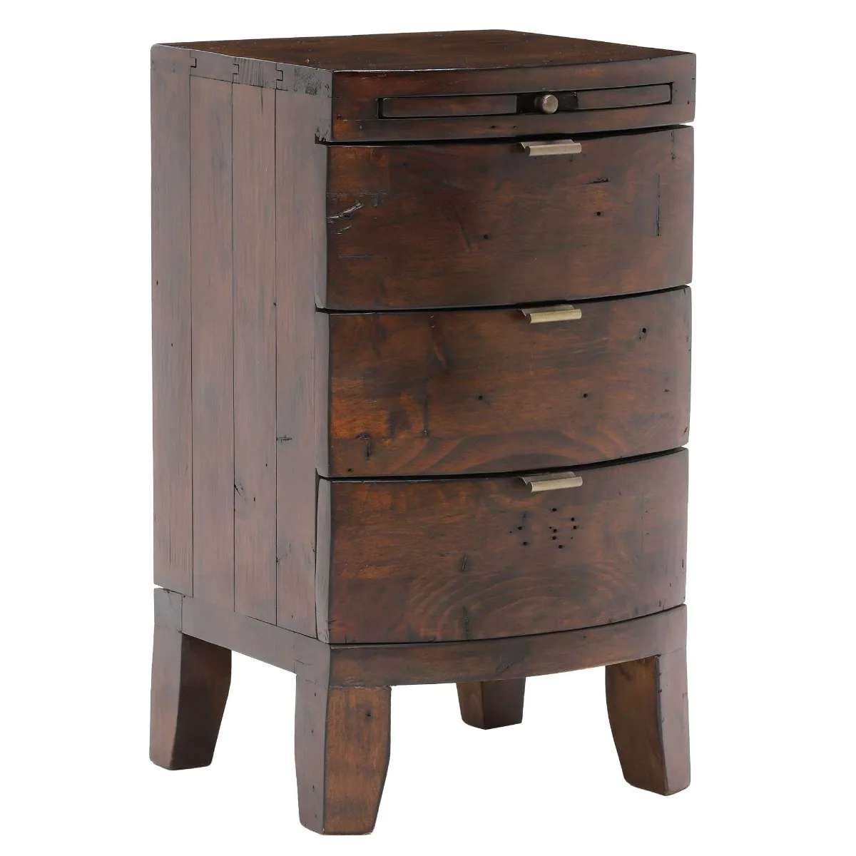 Navajos Reclaimed Wood 3 Drawer Bedside, Chestnut