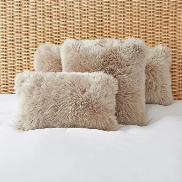 Dorma Natural Sheepskin Long Boudoir Cushion 2